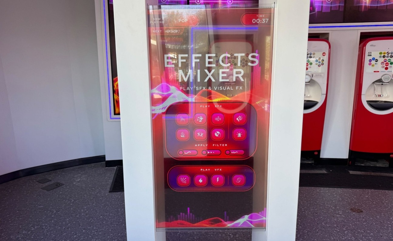 Transparent OLED Integration Panel used as an Audio Effects Mixer