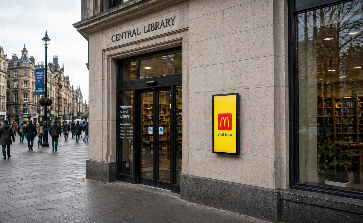 Outdoor High Brightness Wall Mount Display at library