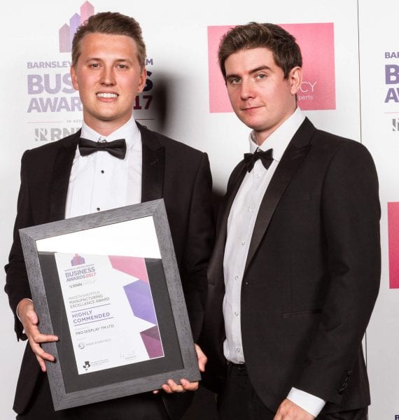 Pro Display's Ben Hadfield and Rob Conners proudly accept the commendation