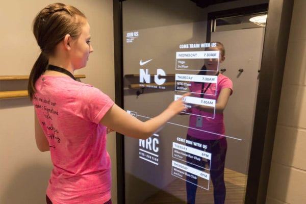 interactive mirror tv overlay changing rooms